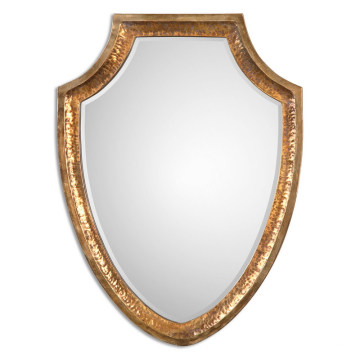 Miroir biseauté encadré par métal martelé par or vieilli pour la décoration à la maison